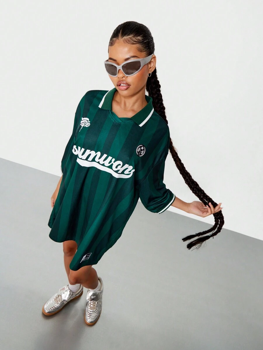 SUMWON WOMEN Sports Jersey Style Long Sleeve Mini Dress Retro Baseball  Stadium Fan Varsity Team Spirit Cheerleader Game Day Short DressMISSGUIDED