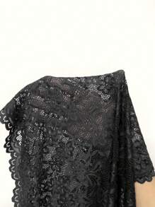 SHEIN Plus Size Lace Spaghetti Strap Backless Deep V-Neck Sexy Lingerie Romper - Black - View 6