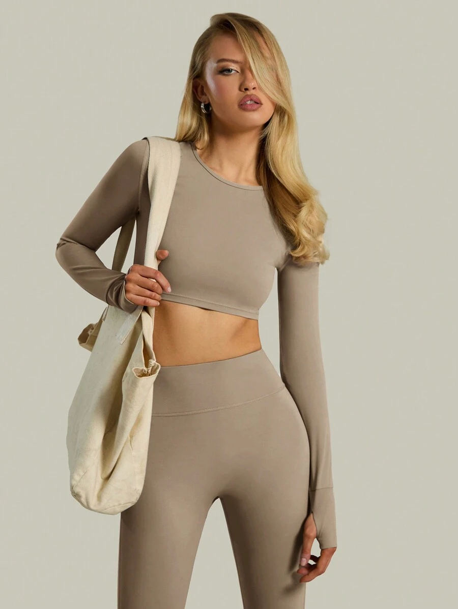 Musera Sport Active Long Sleeve Thumb Detail Top Gym Fitness - Grey - View 1