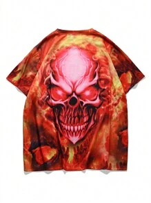 Manfinity LEGND Plus Size Men's Casual Crew Neck Short Sleeve Skull Print T-Shirt