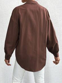 EURMUSE Women's Rhinestone Detail Drop Shoulder Blouse - Beige - View 2