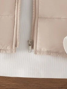 2 peças de colete acolchoado sem gola damasco para meninas e blusas brancas de manga comprida com gola alta, roupas de irmãos de outono e inverno (vendidas separadamente)