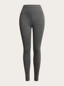 SHEIN EZwear Two-Piece Set Women High-Waisted Seamless Solid Color Simple Casual Fitted Knit Pants - Multicolor - View 3