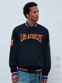 Manfinity VCAY Men's Loose Boxy Collar Long Sleeve Woven Jacket & Coats, For Fall Winter