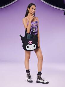 HELLO KITTY AND FRIENDS | SHEIN 卡通 图案手提袋 - 黑色 - 查看 8