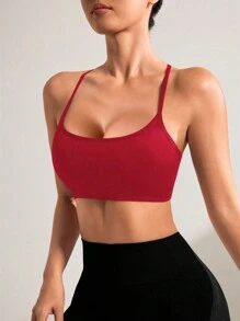 Easithlete Women Seamless Sports Backless Bra For Chinese New Year - Red - View 6