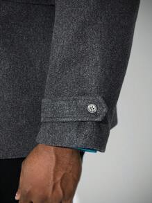 Manfinity VCAY Plus Size Men's Casual Turndown Collar Jacket, Suitable For Autumn And Winter - Black - View 4