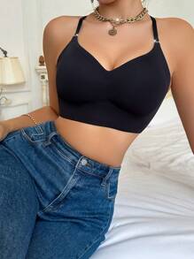 1pc Women Seamless Wireless Silicone Supportive Bra Camisole With Removable Straps