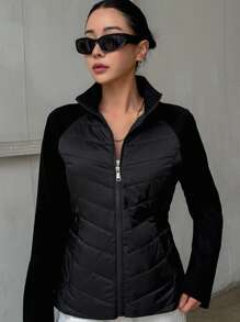 DAZY Quilted Thick Warm Fitted Jacket Padded Coat For Women, Winter,Winter Women Clothes,Padded Coat Women - Black - View 3