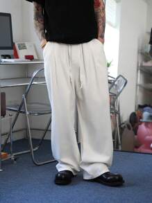 Manfinity Hypemode Vintage Style Men's Loose Fit Relaxed Straight Wide Leg Balloon Jeans In Beige