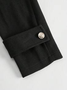 SHEIN Clasi 大码女式冬季纯色缺口领长袖单扣优雅羊毛大衣