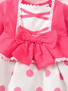 SHEIN Newborn Baby Girl Fashion Mesh Design Dress, Pink