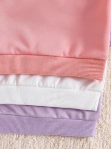 3pcs Infant Girls' Simple Round Neck Halloween Heat Transfer Cute Outfit - Multicolor - View 3