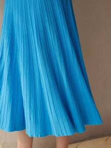 MOTF PREMIUM WOMEN PLAIN FLARED HEM TUBE DRESS - Blue - View 3