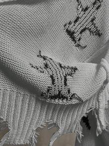 SHEIN Tween Girls' Oversized Star Print Knitted Cropped Cardigan