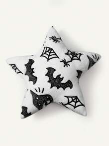1 buah Bantal Lempar Berbentuk Bintang Mewah yang Bercahaya dalam Gelap untuk Pesta Halloween Anak-anak - Hitam dan Putih - View 4