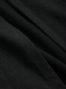 DAZY Vestido largo sencillo de cuello cuadrado negro para mujer en otoño - Negro - Ver 9