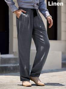 Manfinity VCAY Men's  Woven Long Mid-Rise Straight-Leg Casual Trousers, Suitable For Daily Wear - Grey - View 1