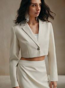 Anewsta 2 件套优雅西装外套和羽毛裙套装