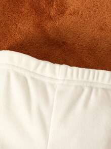 4 pièces Body à manches longues brodé confortable et élégant pour bébés filles avec pantalon long, ensemble Top à manches longues et chapeau, tenue de maison - Multicolore - Voir 5