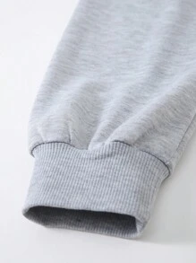 Bộ 2 món gồm áo hoodie và quần nỉ, in chữ, lót giữ nhiệt, trang phục thể thao thường ngày cho mùa thu/đông, chạy bộ, thư giãn hoặc ở nhà. - Màu Xám nhạt - Xem 3