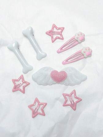 Kawaii 9 estilos aleatorios de lindos pasadores de pelo, pinzas para el pelo, pinzas de garra, pinzas para el pelo, pinzas para el cabello tipo barreta para el Día de San Valentín