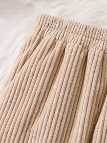 Young Girls Beige Plush Warm Comfortable Pants