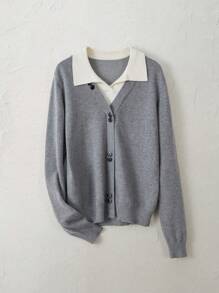 SHEIN LUNE Women's 2 In 1 Long Sleeve Sweater - Multicolor - View 1