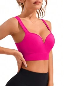 Core Rhythm Seamless Fixed Cup Sports Bra,High Impact Sports Bras Without Removable Pads ,Sports Bra With Sewn-In Pads, High Impact Support With Non-Removable Pads Molded Cups,For Women High Support Racerback,Workout, Yoga,  Running