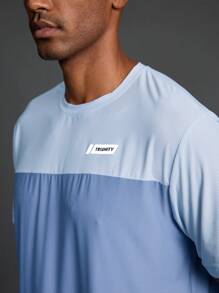 Acti Log Áo thun thể thao nam cổ tròn tay ngắn in chữ Boyfriend Style, quần áo tập gym - Màu xanh nhạt - Xem 7