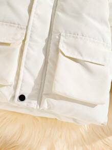 Young Boy Fashion Zip-Up Hooded Padded Coat With Fur Collar