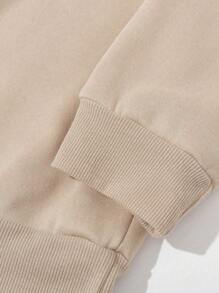 Babymeisjes bedrukte licht kaki ronde hals casual trui voor herfst en winter