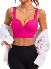 Core Rhythm Seamless Fixed Cup Sports Bra,High Impact Sports Bras Without Removable Pads ,Sports Bra With Sewn-In Pads, High Impact Support With Non-Removable Pads Molded Cups,For Women High Support Racerback,Workout, Yoga,  Running