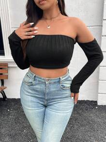 SHEIN Essnce Damen Große Größen Lässige Elegante Schwarze Bluse - Schwarz - Übersicht 1