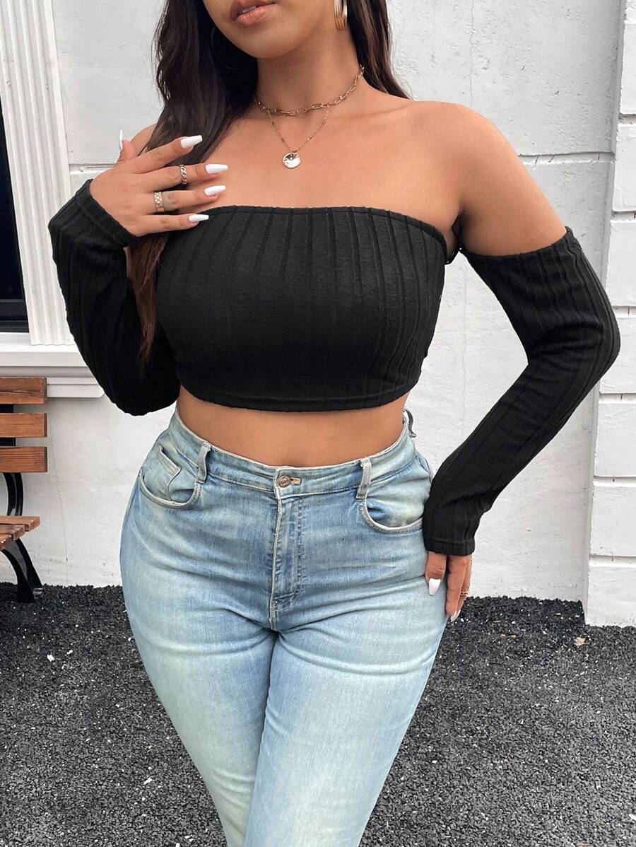 SHEIN Essnce Damen Große Größen Lässige Elegante Schwarze Bluse - Schwarz - Übersicht 1