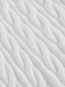 SHEIN MOD Plus Size Gathered Waist Lantern Sleeve Mini Short V-Neck Floral Knit Dress - White - View 3