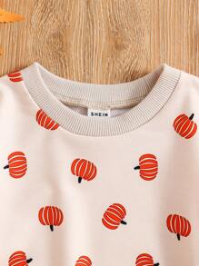 Camisa con estampado de calabaza para niñas bebés para Halloween - Albaricoque - Ver 3