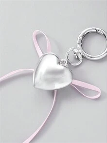 ROMWE Kawaii Llavero con forma de corazón, pentagrama y lazo - Negro - Ver 3