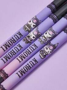HELLO KITTY AND FRIENDS | SHEIN 4pcs  Kuromi Print Dual-Ended Eye Makeup Brushes Set (Including Packaging)