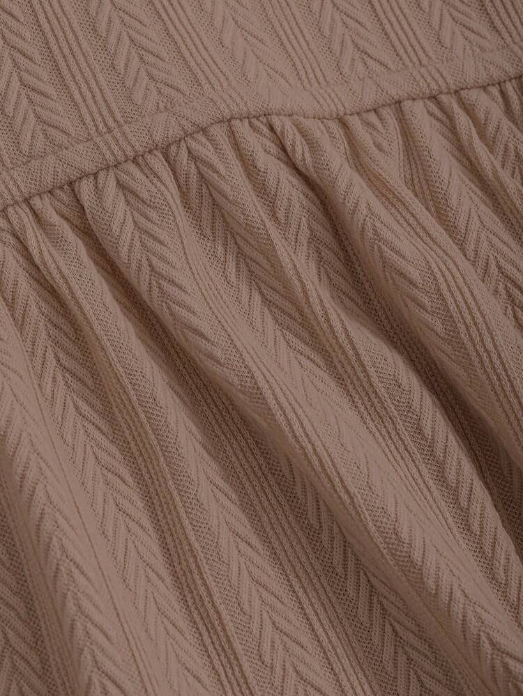 Women's Solid Color Square Neck Long Sleeve Ruffle Hem Casual T-Shirt Babydoll Top