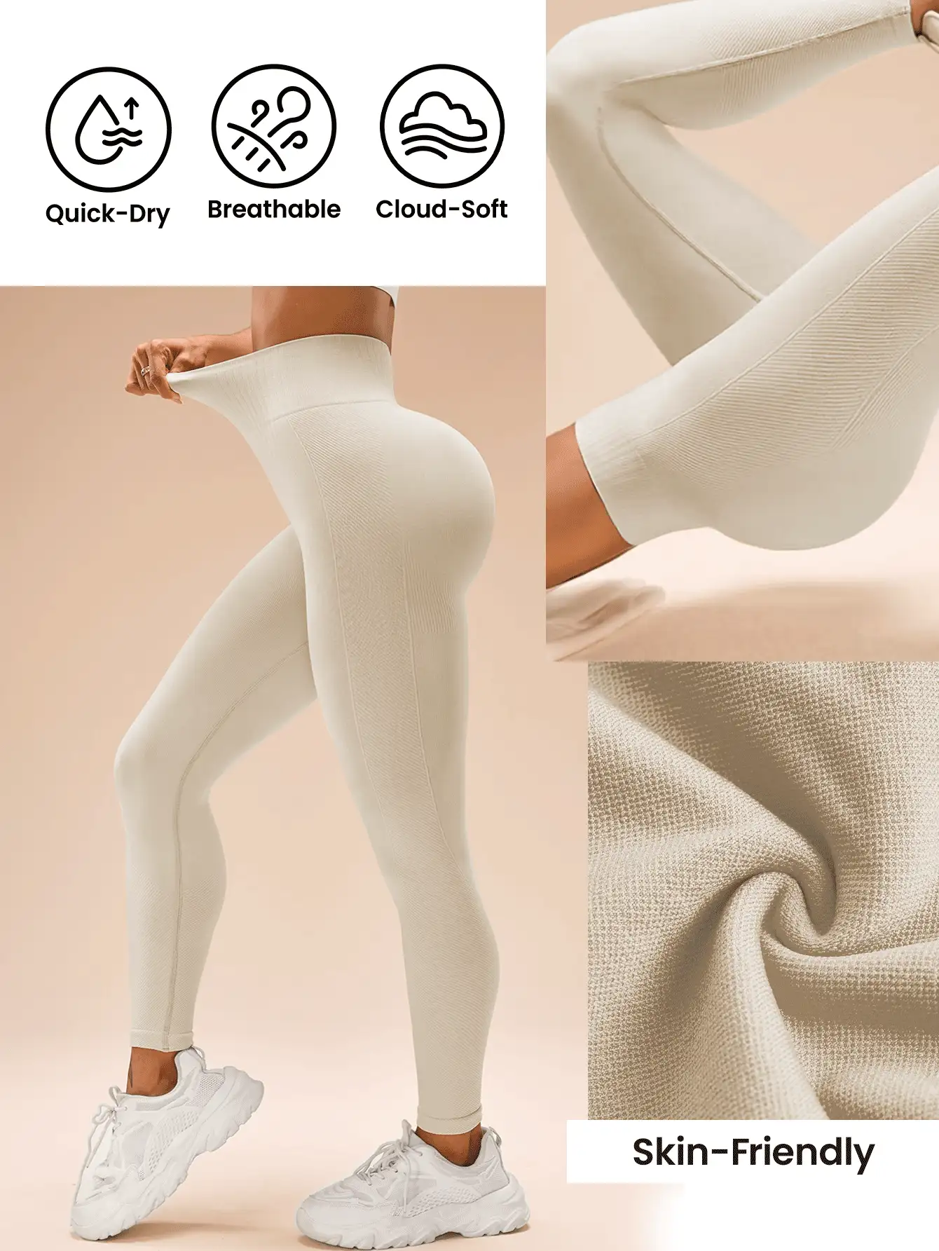 Eassivo Eassivo 女式纯色高腰休闲健身紧身裤瑜伽裤