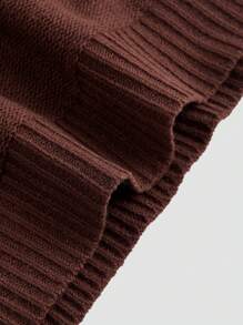 SHEIN MOD Coffee Brown Cable Hem Sweetheart Neck Sleeveless Plus Size Women Knit Top - Coffee Brown - View 4