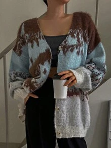 DAZY Áo khoác cardigan dài tay cổ chữ V cài nút phía trước cho nữ, trang phục thường ngày mùa thu - Nhiều màu - Xem 5