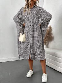 SHEIN LUNE 女士加大码抽绳下摆中长连衣裙 - 彩色 - 查看 1