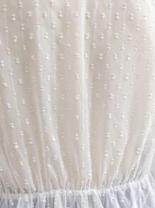 Soleia Áo sơ mi babydoll dài tay họa tiết chấm bi trắng, quần áo dự tiệc tốt nghiệp trở lại trường, trang phục mùa thu - trắng - Xem 8
