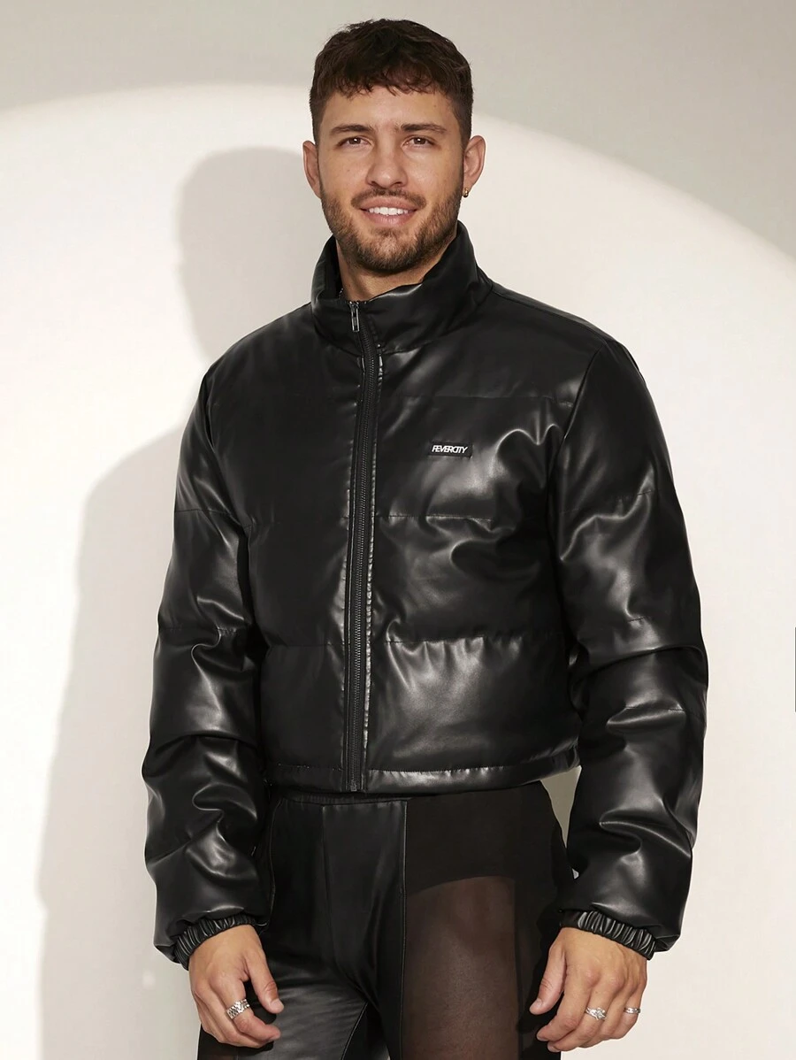 FeverCity Áo khoác cổ đứng ngắn cho nam, thích hợp cho mùa đông - màu đen - Xem 1