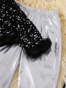 SHEIN 4 件套年轻女孩时尚优雅闪光毛绒保暖柔软贝雷帽，适合派对、节日、圣诞节、新年、生日活动、日常穿着 - 彩色 - 查看 4