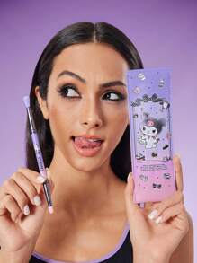 HELLO KITTY AND FRIENDS | SHEIN 4pcs  Kuromi Print Dual-Ended Eye Makeup Brushes Set (Including Packaging)