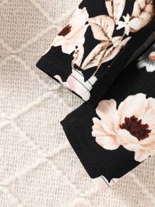 SHEIN Bộ 2 chiếc áo len dài tay in hoa và quần dài, thoải mái thường ngày cho bé gái - màu đen - Xem 6