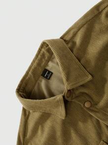 Manfinity Roghcode Men's Solid Color Minimalist Casual Short Sleeve Shirt - Brown - View 5